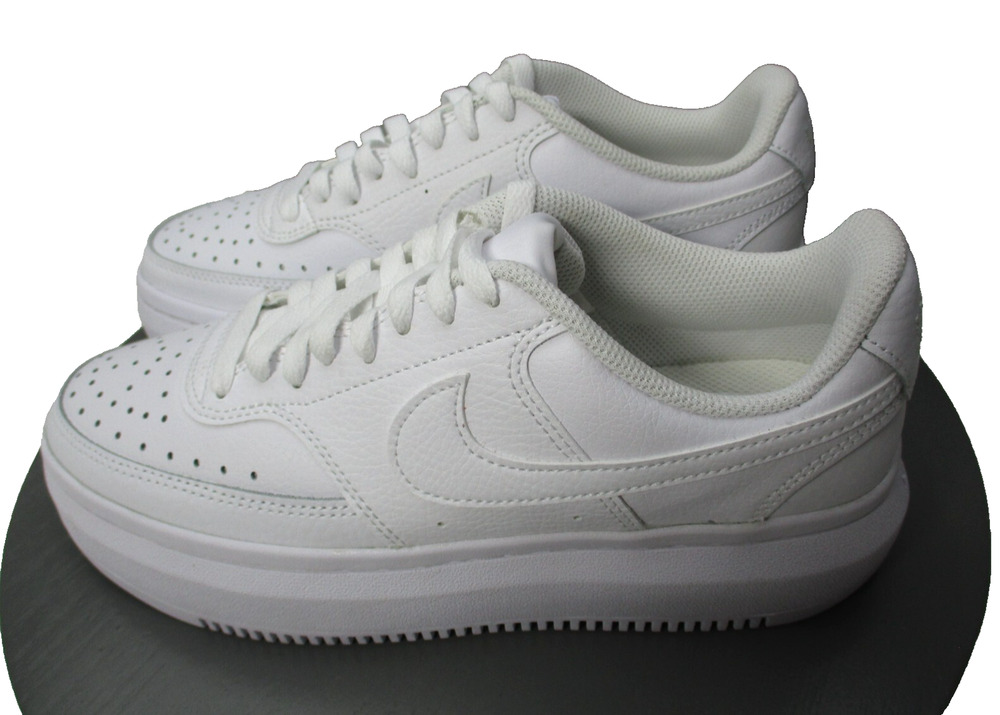 Nike Court Vision Alta Platform Triple White Womens Size 8.5 Casual Shoes